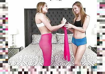 Girls Playing In Pink Pantyhose