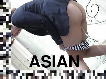 asiatisk, utomhus, pissande, japansk, kamera, voyeur