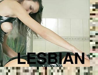 страпон, лесбіянка-lesbian, іграшка, фетиш, латекс, брюнетка