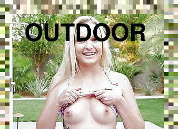 Hot New Young Blonde Teen First Porn Fucked Outdoors POV