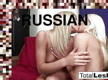 Hot Russian blondes partake in some ass licking
