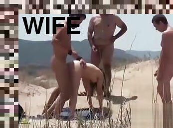 nudistické, na-verejnosti, žena, amatérske, kamera, pláž, voyeur