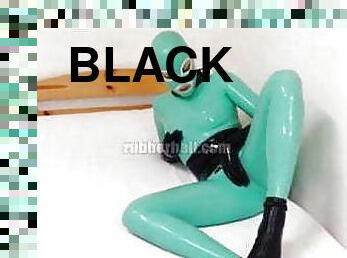 black, latex, poupée, caoutchouc