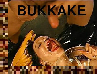 Bondage bukkake cum drink