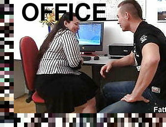 Fat ass office plumper loves it from behind