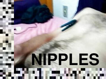 bear enjoys pain in nipples / wanks a lot HAIRY BEAR