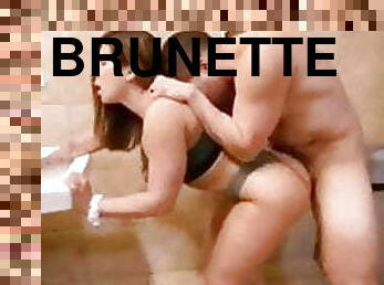 baignade, pute, brunette