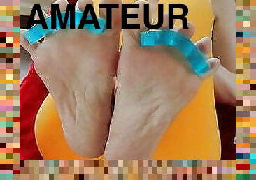 amateur, milf, maison, maman, pieds, point-de-vue, américaine, orteils