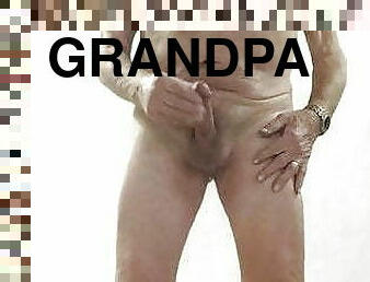 grandpa hard cock handjob in cream arch
