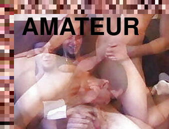 orgie, amateur, gay, maison, trio, sucer