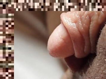 Jerking off big clit close up