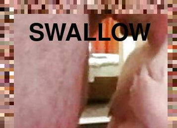 Swallowing cum from a bear