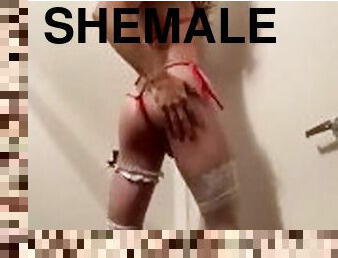 Shemale ass covered in oil
