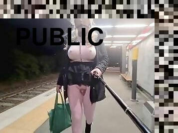 Sissy riding a dildo at the train station (re-uploaded)