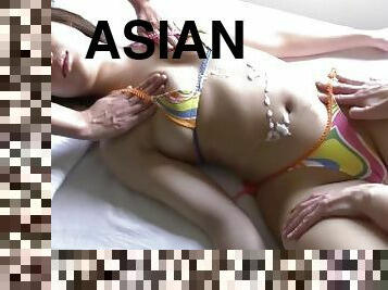 asiatisk, storatuttar, brudar, japansk, söt, vacker-pretty, tuttar, petit, små-bröst