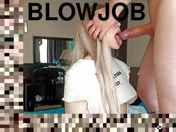 blasen, creampie, schlucken, beule, blondine, oral, glied, saugen