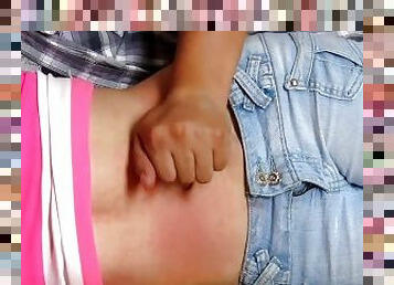 Extreme play Paula's belly turns red and bulging from my hot hands burning navel Fantasy of Paula