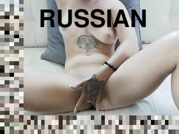 chatte-pussy, russe, solo, humide, tatouage