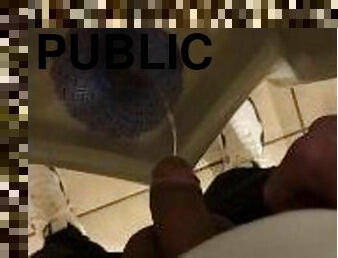 Loud public restroom pissing messy people around desperate almost wet