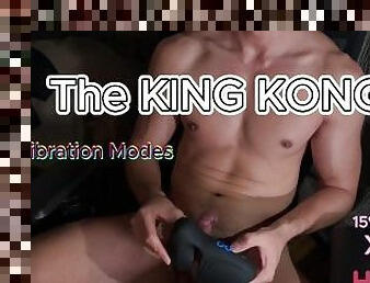 Innovative KING KONG toy taps and edge fit asian studs cock head till he cums loads
