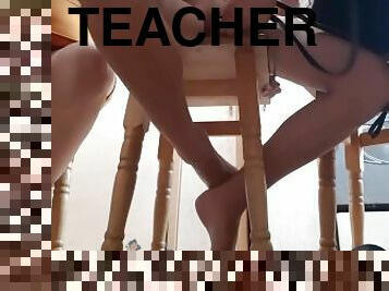 Fucked the teacher under the table in the presence of the second student - IkaSmokS