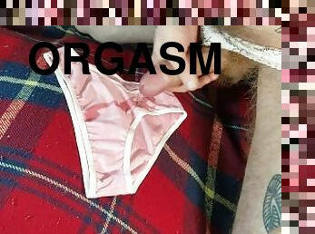 Jerk off and cum on pink panties