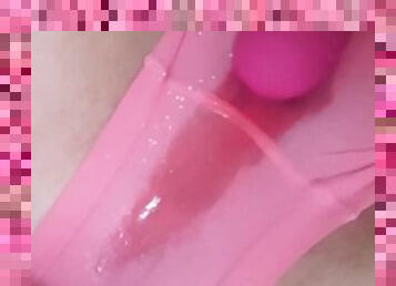 Amazing squirting orgasms soaking teens pink panties while vibrating clit!