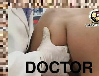 The doctor measures the latino teens large glans