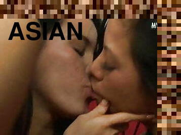 asia, pantat, payudara-besar, mastubasi, orgasme, vagina-pussy, sayang, lesbian-lesbian, permainan-jari, bertiga