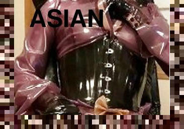 asiatique, amateur, fétiche, latex, solo, poupée, caoutchouc