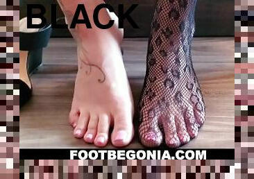 My black leopard stockings and hot feet, toes closeup foot worship