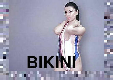 bikini, brunette