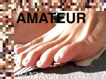 amateur, pieds, douce, fétiche, solo, orteils