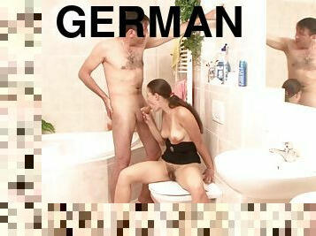 German Step Dad Seduce Hairy Pussy Daughter To Fuck In Bath