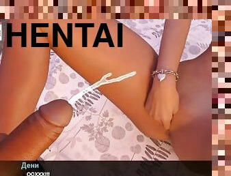 masturbação, cona-pussy, gozando, namorada, hentai, 3d, pénis