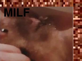 HOT MILF FINGERING HAIRY BUSH WITH BIG PUSSY LIPS