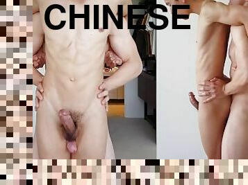 asiatisk, gay, hemmagjord, par, kåt, knullande, kinesisk, vit, twink