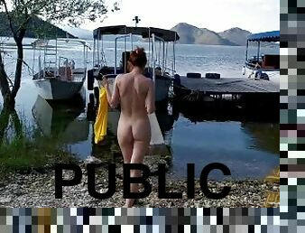 Naked on the boat dock