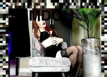 milf, rousse, bas, sale, point-de-vue, ejaculation, fétiche, maîtresse, domination, femme-dominatrice