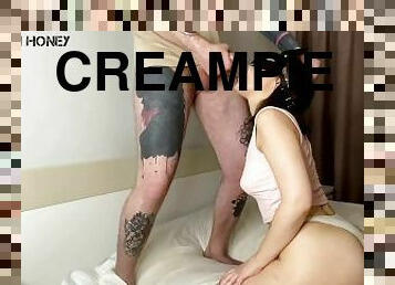 amatör, avsugning, cumshot, creampie, flickvän, sprut, söt, vacker, sperma, oral