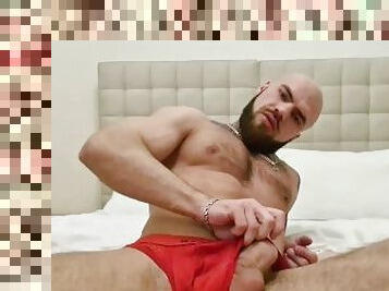 masturbation, amateur, ejaculation-sur-le-corps, gay, branlette, secousses, ejaculation, solo, musclé, tatouage