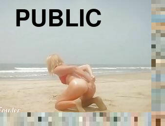 masturbation, en-plein-air, public, chatte-pussy, ados, plage, blonde, ange, bout-a-bout, attrapée