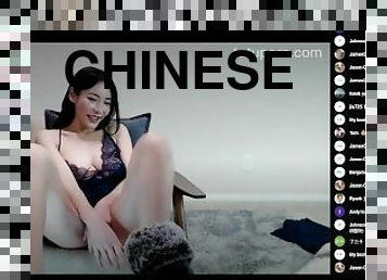 Perfect Chinese Girlfriend in Blue Silk Dress Teasing You on Onlyfans Livestream