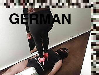 schwer, deutsch, sadomasochismus, sklavin, herrin, brunette, domina, hoch-fuß, raue