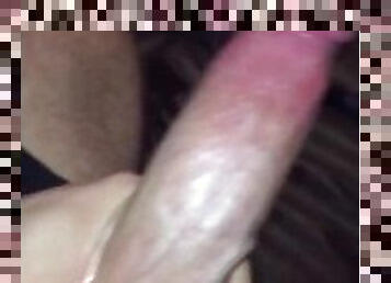 MY BIG PIERCED DICK UP CLOSE AND CUMMING IN MY HAND