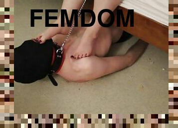 Femdom Foot Worship & Trampling Collar and Leashed Sub