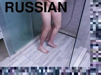 स्नान, कुत्ता, बड़ा, रूसी, पत्नी, कमशॉट, लाल-बालों-वाली, गंदा, पति, कम