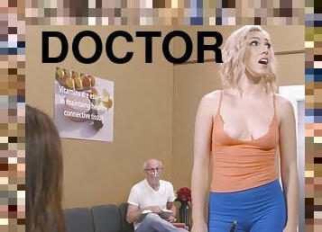 Lily labeau whips out her tits and sucks doctors cock in the waiting room