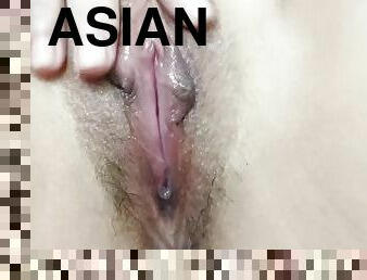 asiatisk, klitta, masturbation, orgasm, fitta-pussy, tonåring, fingerknull, filipinsk, close-up, vått