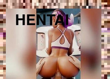 traseiros, anal, compilação, anime, hentai, 3d, rabo, morena, áspero